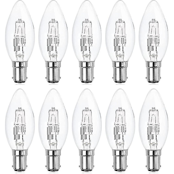10-pakning B15d halogenpærer, dimbare 42w C35 halogenlyspære 42w B15d Eco halogenpærer B15d stearinlys pærer liten bajonett