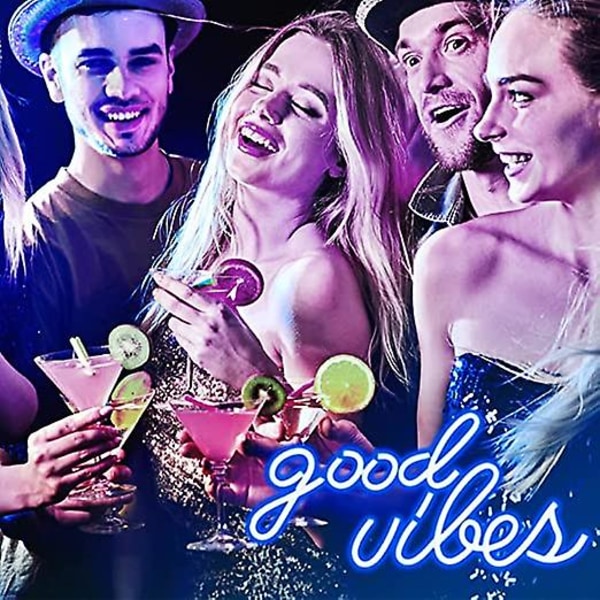 1pc Good Vibes Neon Skylt för Sovrumsvägg Dekor