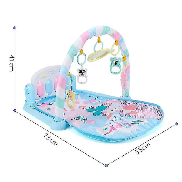 Baby Play Mat Fitness Bodybuilding Frame Pedal Piano Music Carpet Blanket Kick Play Lay Sit Toy Blue