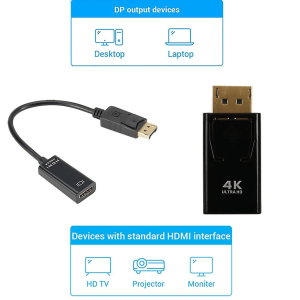 4k Displayport til HDMI-kompatibel adapter A