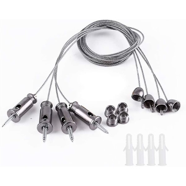 10 stk. rustfrit stålwire reb krog, rustfrit stål reb hængende wire kit rustfrit stål ophængningsløkke nylonbelagt rustfrit stålwire reb 1,5