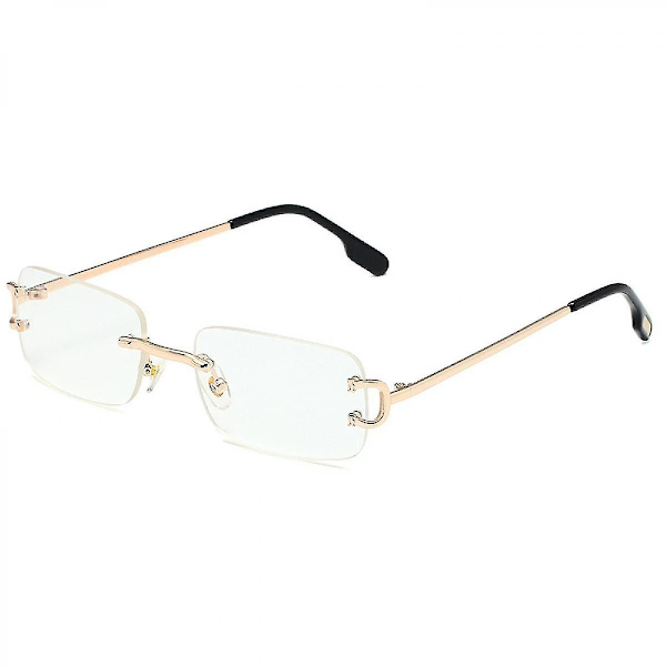 Vintage Rimless Rektangulære Solbriller Tonet Linse Guld Metal Stelfri Briller Solbriller Til Kvinder Mænd