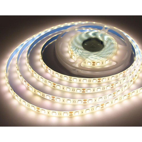 5m Varmvit LED-slinga, 12V SMD5050 IP65 Vattentät Klippbar Flexibel LED-tejp för Kök Bar Skåp Spegeldekoration (Ingen Strömförsörjning) Warm White Waterproof
