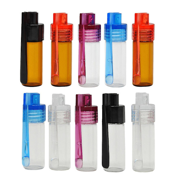 10Pcs Glass Bottle with Spoon Portable Condiment Bottle Small Seasoning Container for Travel Outdoor Camping 51mm 10 pcs