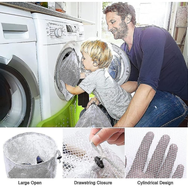 6 kpl pyykkipusseja pesukoneeseen, joissa on narukiristimet, pyykkipussit pyykkipusseihin