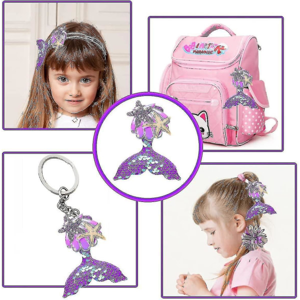 Sjöjungfru set för flickor Barn, smyckesset för barn för små flickor, smyckesset för barn inkluderar handväska Halsband armband,