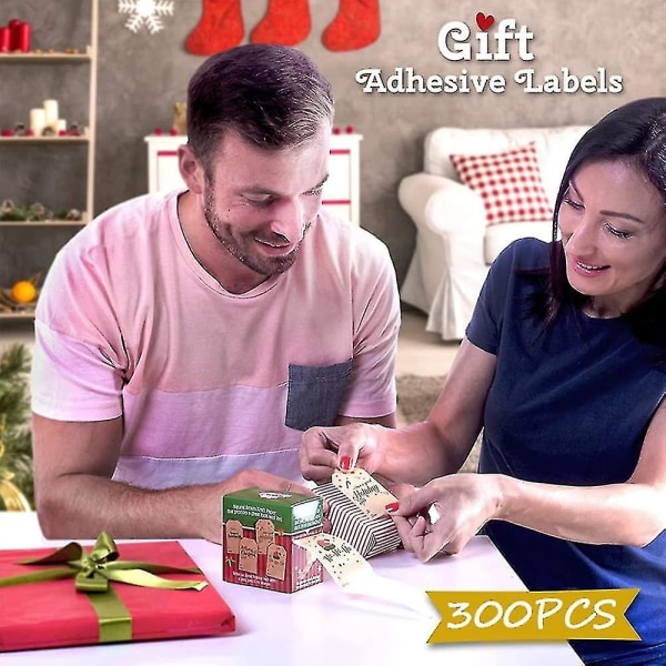 Juleetiketter, juleklistermærker i kraftpapir, julegaver