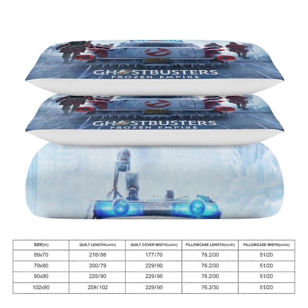 x279 Ghostbusters 3-delt sengetøysett Varmt og komfortabelt mykt dynetrekk sengesett med 1 dynetrekk og 2 putetrekk for soverom b279 135x200cm 53x78in