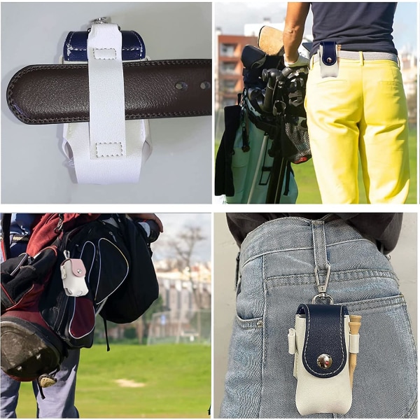 2 stk golfbold læderpose, golfbold pu lommeboldholder opbevaringstaske tilbehør til at bære golfbolde 2Pcs Blue