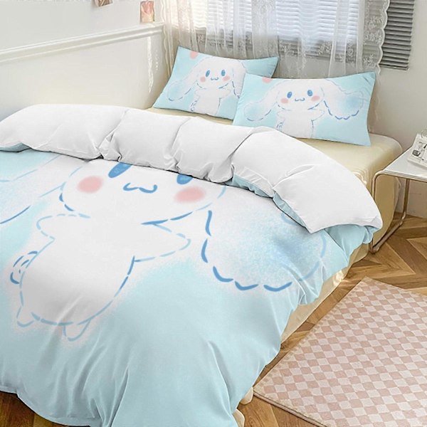 v1050 Cinnamoroll Dynebetræk Sæt Tyk Blød 3 Dele Sengelinned Sæt Helårs Dynebetræk med 2 Pudebetræk til Voksne Kvinder Piger Teenagere Hjem Værelse Indretning io 135x200cm 53x78in