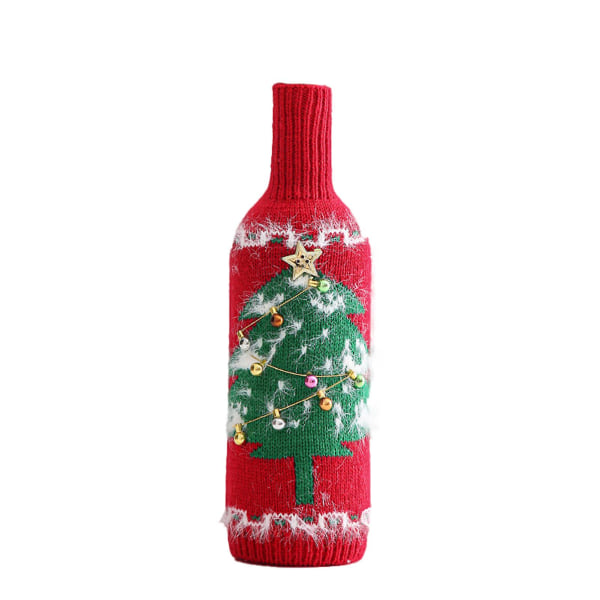 Jouluvillaneule Viinipullo Juhlallinen eloisa väri 3D Söpö joulujuhlakoristeet Viinipullollinen neule kokoontumiseen 3