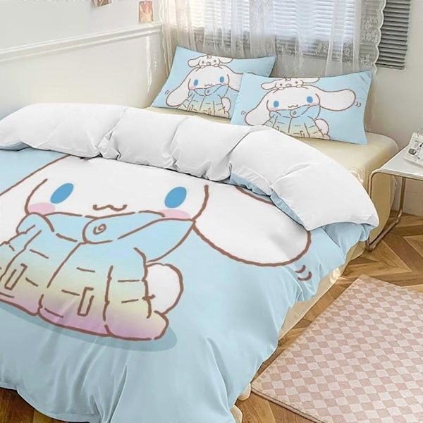 v1372 Cinnamoroll Täcke Set Tjockt Mjukt 3 Delars Sängklädesset Året Runt Täcke med 2 Örngott för Vuxna Kvinnor Flickor Tonåringar Hem Rum Inredning io 135x200cm 53x78in