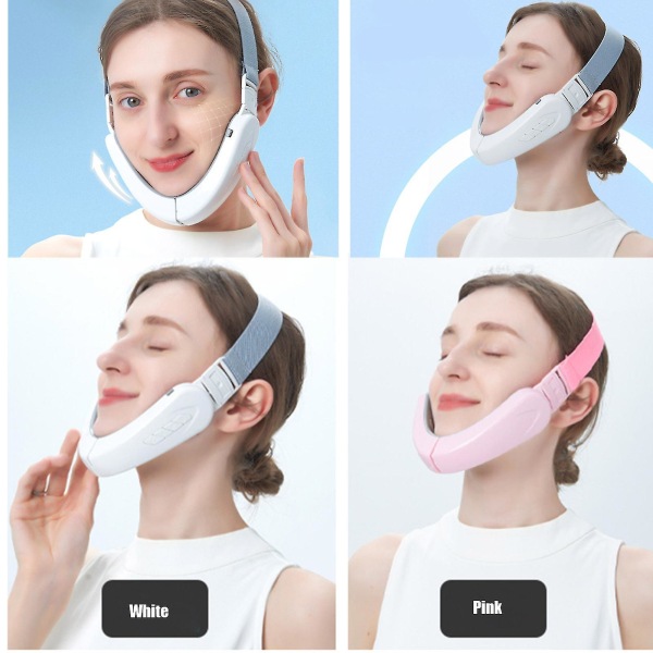 Elektrisk V-formad ansiktsmassageapparat för kvinnor - Bärbar intelligent ansiktslyftningsbälte - Jxlgv Pink Chargable