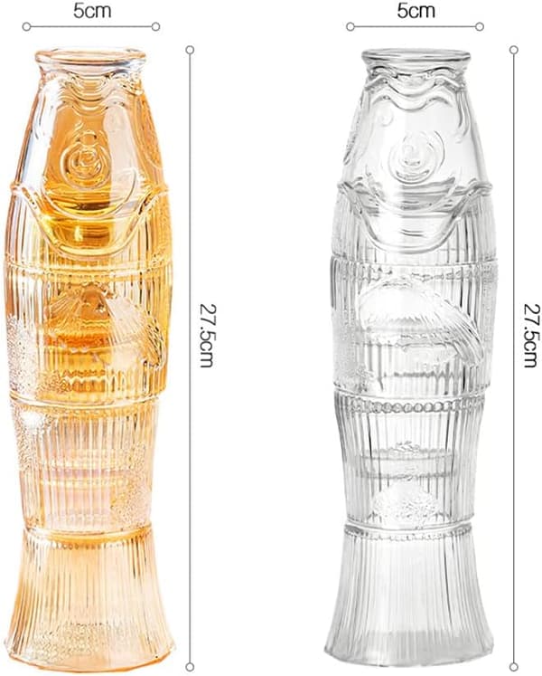 Sæt med 4 sammenklappelige glaskopper, karpemønster, til vand, drinks, te, kaffe osv. (Guld)