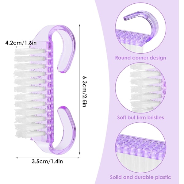 8 kpl kynsienpuhdistusharjaa kahvalla, kynsien puhdistusharjat manikyyripölyharja pedikyyrikuorintatyökalu varpaille ja kynsille
