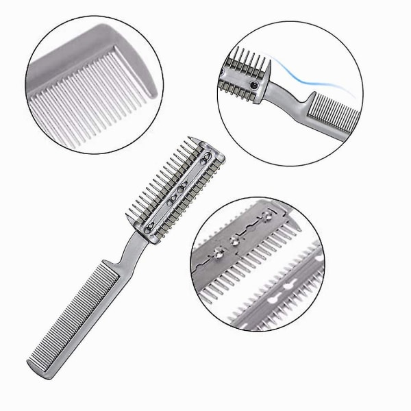 2 stk. Razor Comb til hunde, kæledyrshårformer, Razor Comb, hårtrimmer, kam med blade, Razor Comb, dobbeltsidet fjernelse