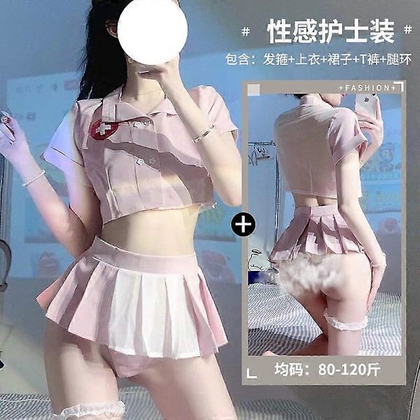 Sexig Lingerie-set med Sjuksköterskeuniform - Seducerande Passion, Liten Byst, Sexig Jk, Flirtande Pyjamas, Kokett Av-Skådespelerska, Frestelse One Size Pink