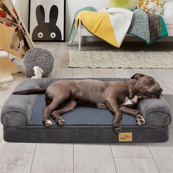 Vattentät stor skum hundsäng Pet Cuddler soffa Grey 120x90x20cm
