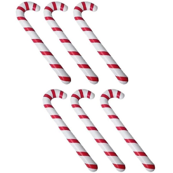 6 Pcs Inflatable Walking Stick Crutch Cane Cane Walking Stick Christmas Candy Cane Crutch Toy Balloon Christmas Tree Hanging Ornaments