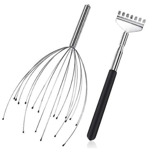 20 Fingers Head Massager & Back Massager Extendable Back Scratcher For A Relaxed Head Massage In No Time