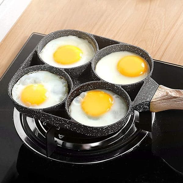 Multi-egg stekepanne med 4 runde hull i aluminium-XS2-