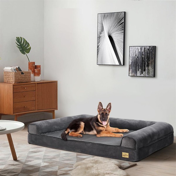 Vattentät stor skum hundsäng Pet Cuddler soffa Grey 135x100x24cm