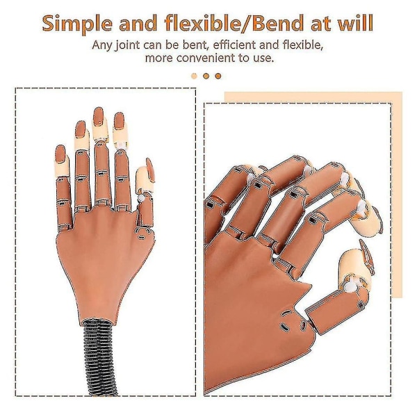 Sunrain Nail Practice Hånd kompatibel med akryl negle-fleksible negletræningshåndsæt, falsk mannequinmodel træningshånd med 300 stk. neglespidser, N