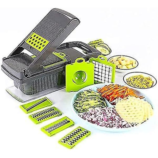 Multifunktionell köksgrönsaksskärare, grönsakshackare med äggseparator, rostfria blad bra för att skära frukt och grönsaker
