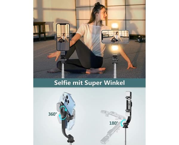 Extendable Tripod 180 cm - Integrated Remote Control - 2 Detachable LED Lights