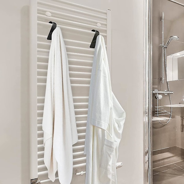 8 st svarta runda radiator krokar, handduks torktumlare krok, badrum handduks krok, handduks torktumlare radiator krok, handduks torktumlare krok, alla standard radiatorer, avtagbar