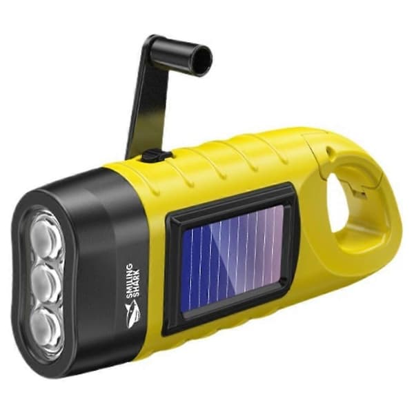 Kannettava LED-taskulamppu telttavalo käsikampi dynamo aurinko taskulamppu P9W7 Yellow 1pcs
