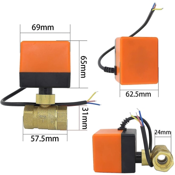 Ac220v Ac24v Dc12v 2-vägs motoriserad ventil - Motoriserad 2-vägs kulventil Dn15 Dn20 Dn25 Dn32 Dn40 Dn50 (ac220v Dn20) Hy