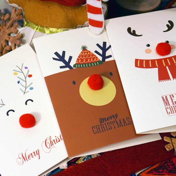 12 luovaa sarjakuva-joulukorttia, joissa on karvainen pallonenä