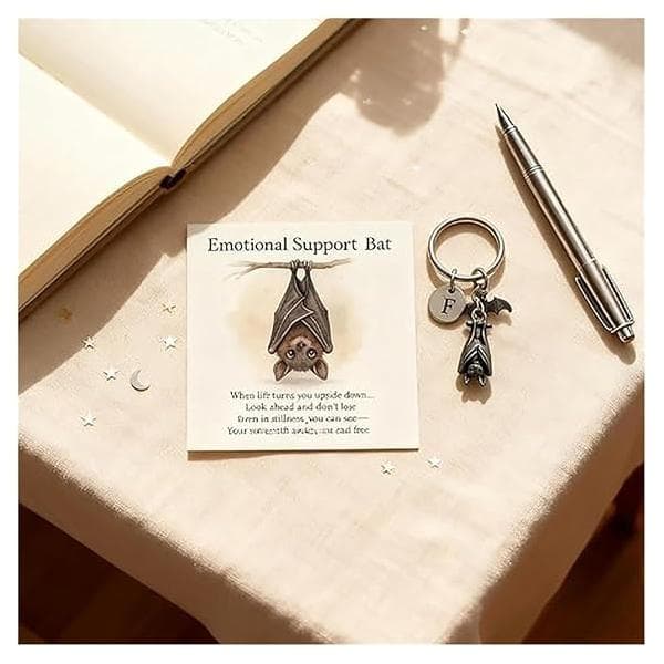Encouraging Bat Keychain Thoughtful Handmade Inspirational Keychain Personalized Emotional Support Bat Gift