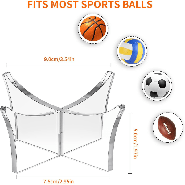 Akryl boldholder, bolddisplaystativ til fodbold, basketball, fodboldholder, boldopbevaringsdisplaystativ Transparent 6pcs