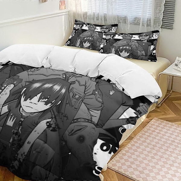 x465 Gorillaz 3-osainen vuodevaatesetti Lämmin ja mukava pehmeä pussilakanasetti, jossa 1 pussilakana ja 2 tyynyliinaa makuuhuoneeseen b465 135x200cm 53x78in