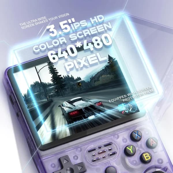 R36S Retro Håndholdt Spillekonsol, Open Source Linux System, 128G TF-kort, 30000+ Klassiske Spil, 3.5 Tommer IPS-Skærm, 3500mAh Batteri White, 128GB