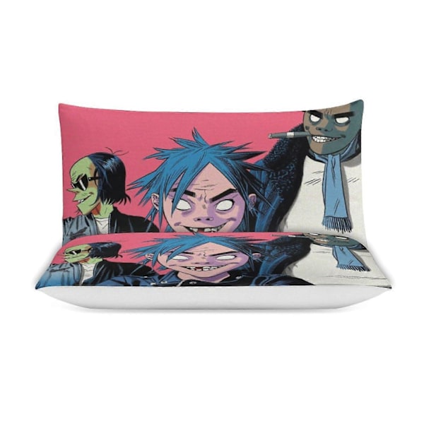 x484 Gorillaz 3-osainen vuodevaatesetti Lämmin ja mukava pehmeä pussilakanasetti, jossa 1 pussilakana ja 2 tyynyliinaa makuuhuoneeseen b484 200x200cm 78x78in