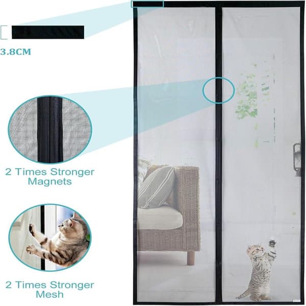 Magnetisk myggnetting for dør (80x210, svart)