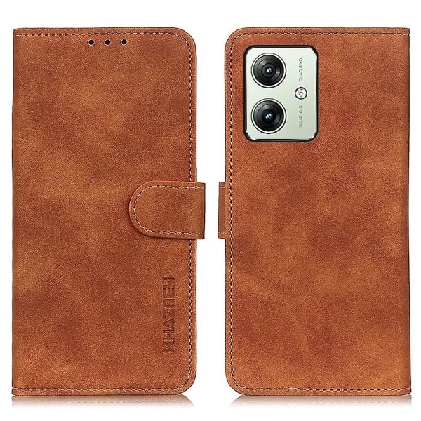 For Motorola Moto G54 5g Cover Retro Wallet Læder Telefon Stativ Etui Brown