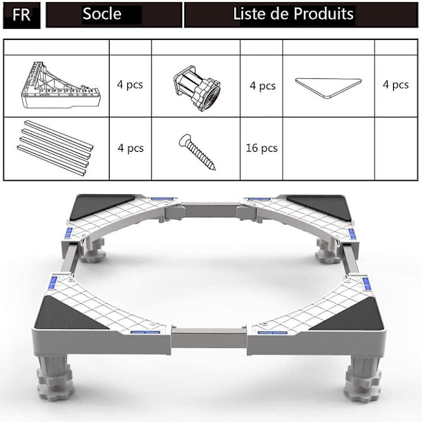 Tvättmaskinsställ, Tvättmaskin & Torktumlare & Kylskåp, Justerbar Längd, Belastning 300 kg Anti-Vibration
