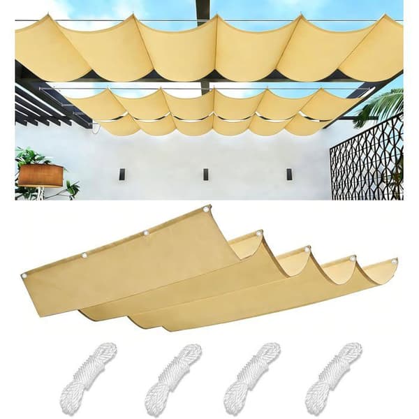 Retractable Wave Sail - Rectangular, Waterproof, UV Protection - 1x4m, Sand 1 x 4 m 1 x 4 m Sable