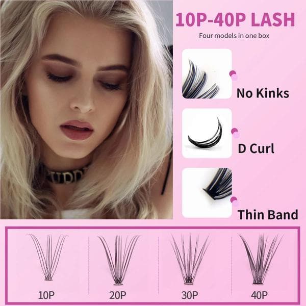 Form Pre-Made Eyelashes Makeup Easy Eyelashes Cluster Eyelashes Slim Pre-Made Natural Fluffy False Eyelashes A