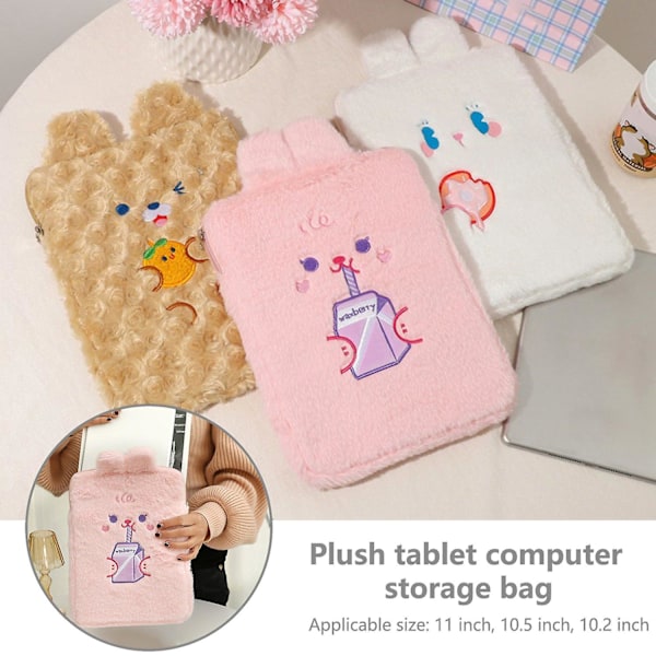 Tablet-taske Stødsikker Støvsikker Plys Tegneserie Bjørn Broderi 11/10,5/10,2 Tommer Tablet Håndtaske Comp Pink