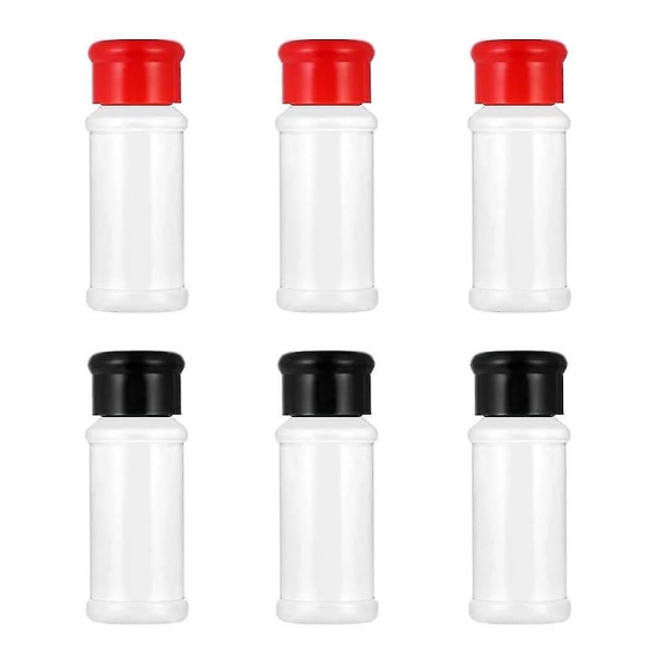 6 stk Plastic Krydderikrukke Salt Peber Shakers Krydderi Krukke Flasker Beholdere Med Sigtelåg Låg Velegnet til køkken - Jxlgv