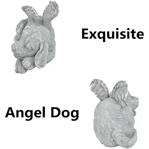Hundeengelvinger Ornament Hundeengel Statue Mini Dyrestatue for Hage Gravsteiner eller Plendekorasjon