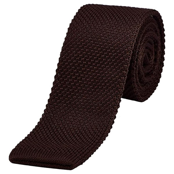 1 st stickad slips slips slips tvättbar smal jersey enfärgad platt slips smal smalare huvud Coffee color