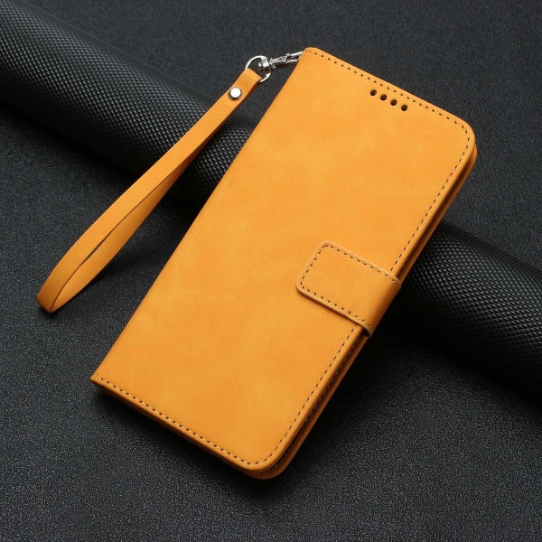 For Samsung Galaxy S23 Ultra Slim Fit Telefondeksel Magnetisk Låsestativ Mobiltelefon Flip Lommebokdeksel Yellow Samsung Galaxy S23 Ultra