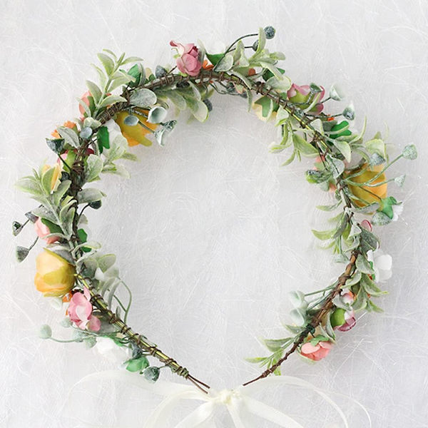 Blomsterdiadem, rosa blomsterkrona, blomsterkrans diadem, färgglad bohemisk bröllopsblomma hårkrans för bröllop, fest