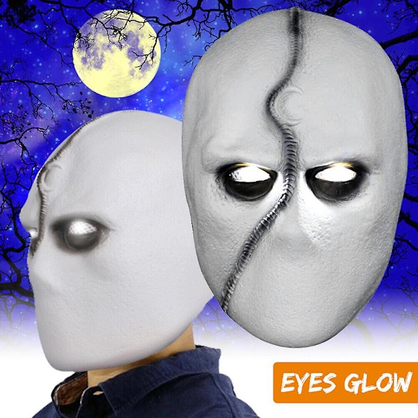 Moon Knight Marc Specto LED Maske Cosplay Latex Hjelm Party Halloween Bar Tilbehør